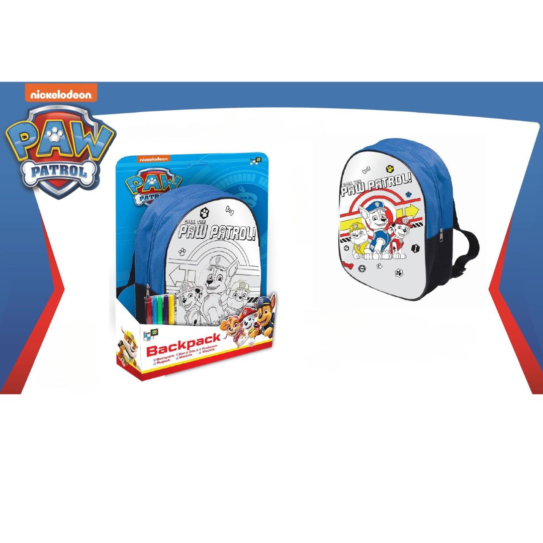 Mochila Paw Patrol y Gabby Para Colorear Set Completo