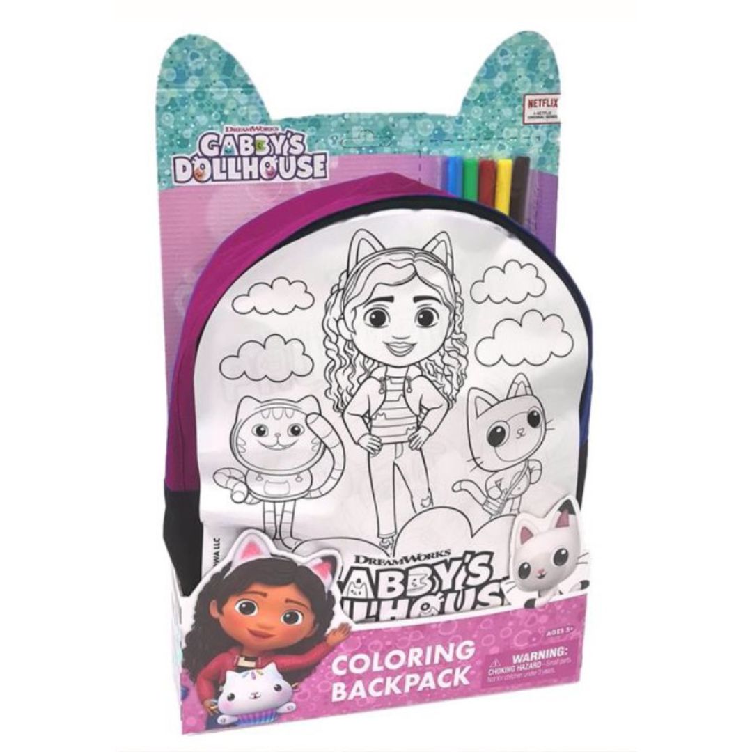 Mochila Paw Patrol y Gabby Para Colorear Set Completo