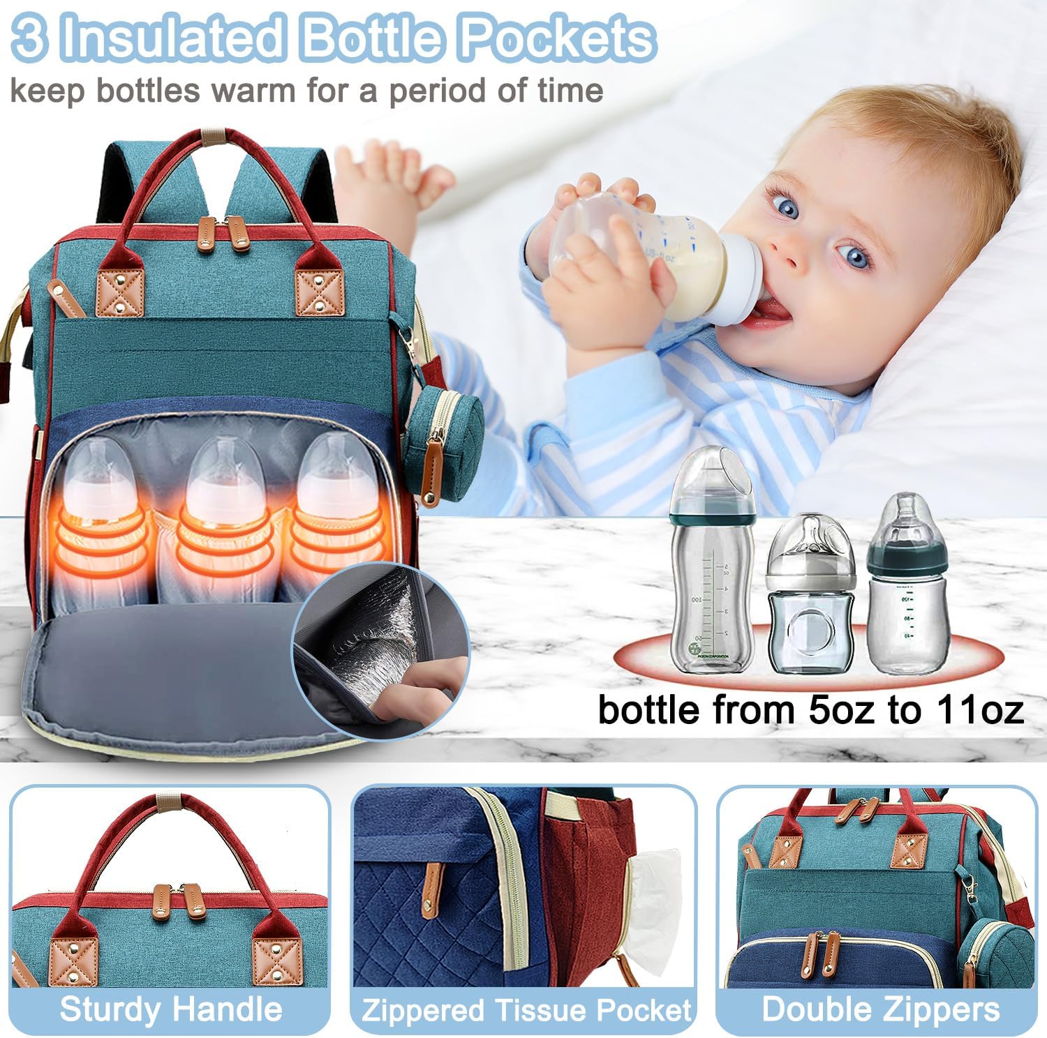 Mochila Maternal Gran Capacidad 16 Bolsillos