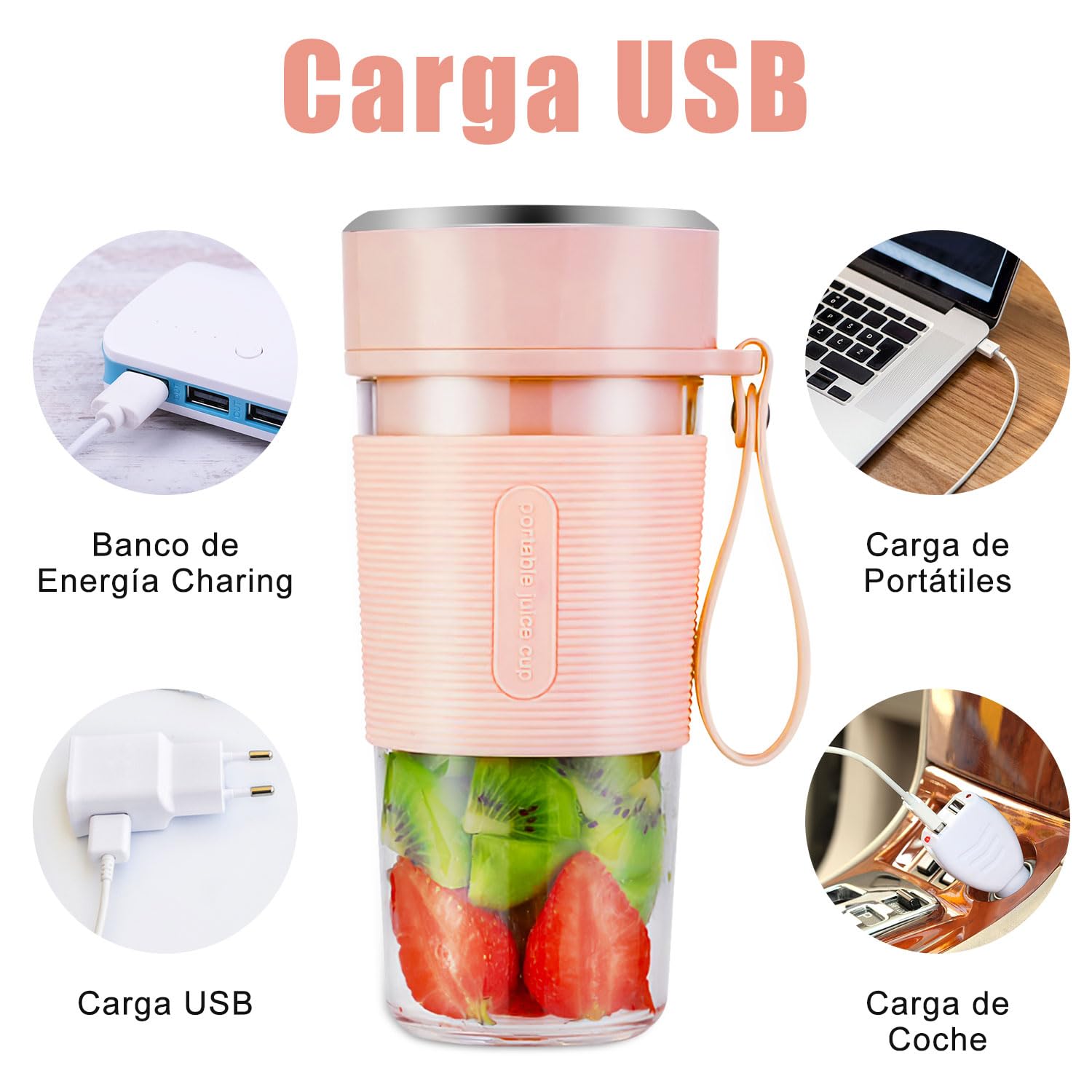 Vaso Licuador portátil con USB recargable