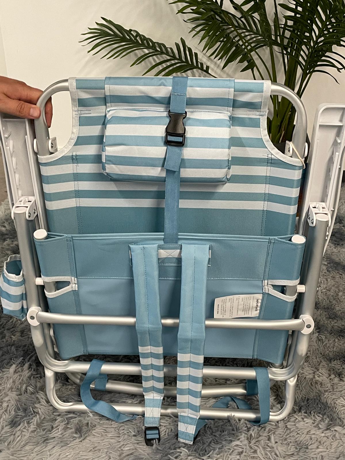 Silla Reposera Mochila De Playa Con Bolsillo