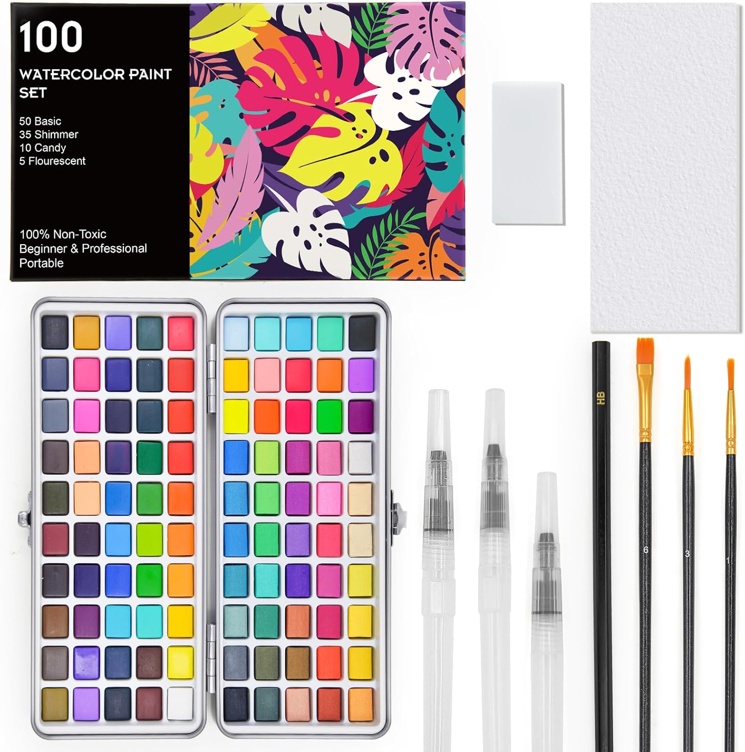 Acuarelas De Viaje Setx100 Con Pinceles De Agua