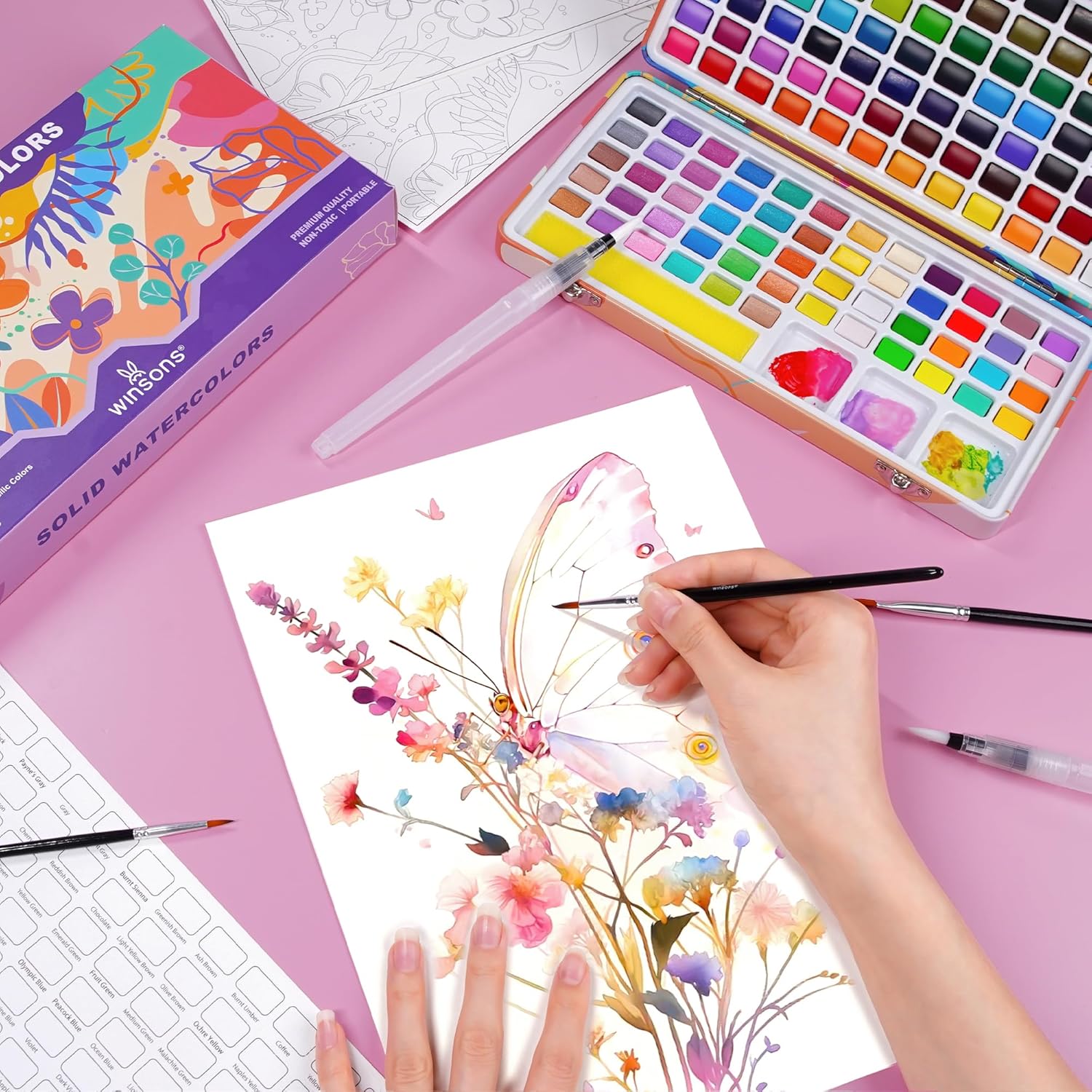 Juego De Acuarela De 138 Colores + Accesorios