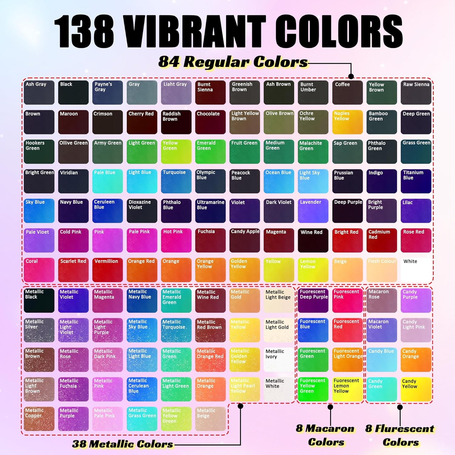 Juego De Acuarela De 138 Colores + Accesorios