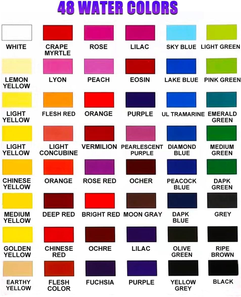 Juego De Acuarela 48 Colores En Caja Portátil