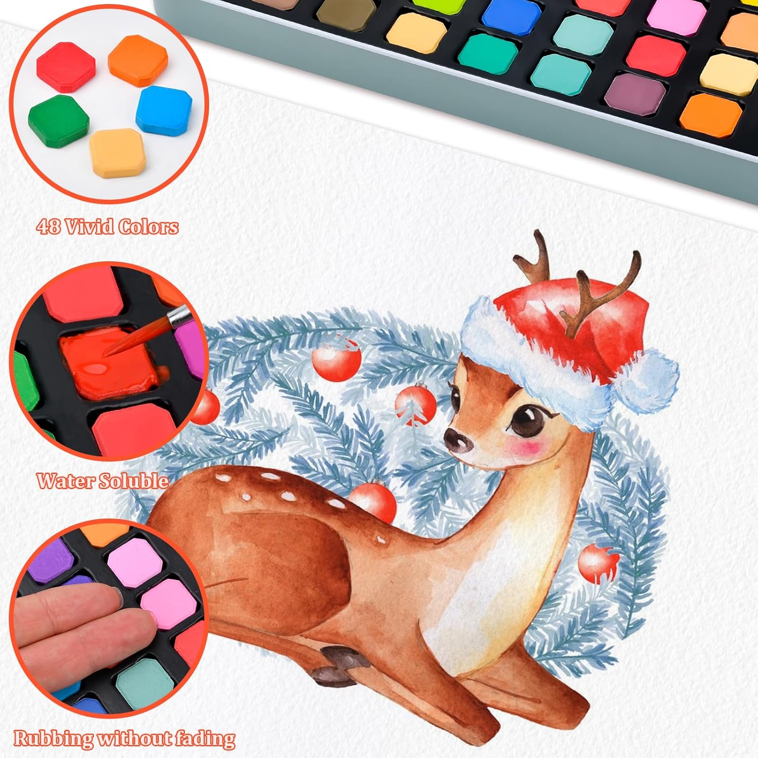 Juego De Acuarela 48 Colores En Caja Portátil