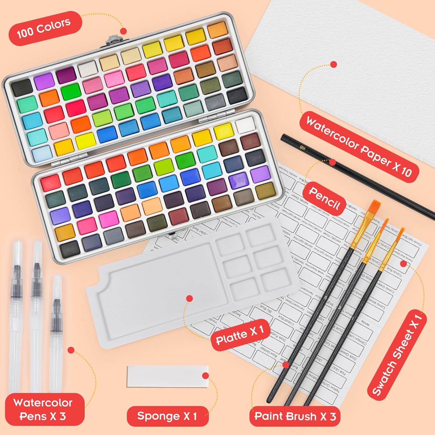 Acuarelas De Viaje Setx100 Con Pinceles De Agua