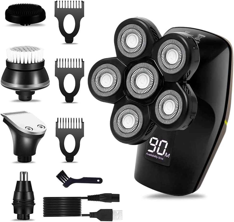 Afeitadora para calvos 6 en 1 recargable+ accesorios y cabezales.