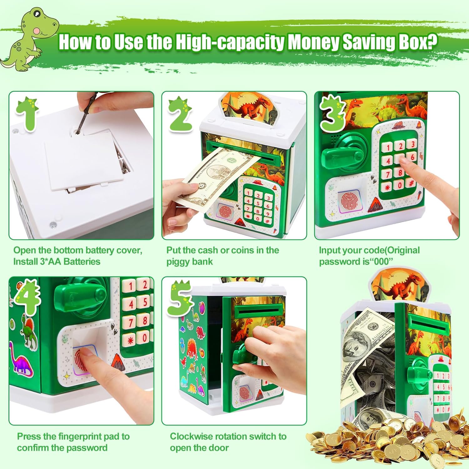 Alcancía Para Niños Cajero De Billete Y Moneda