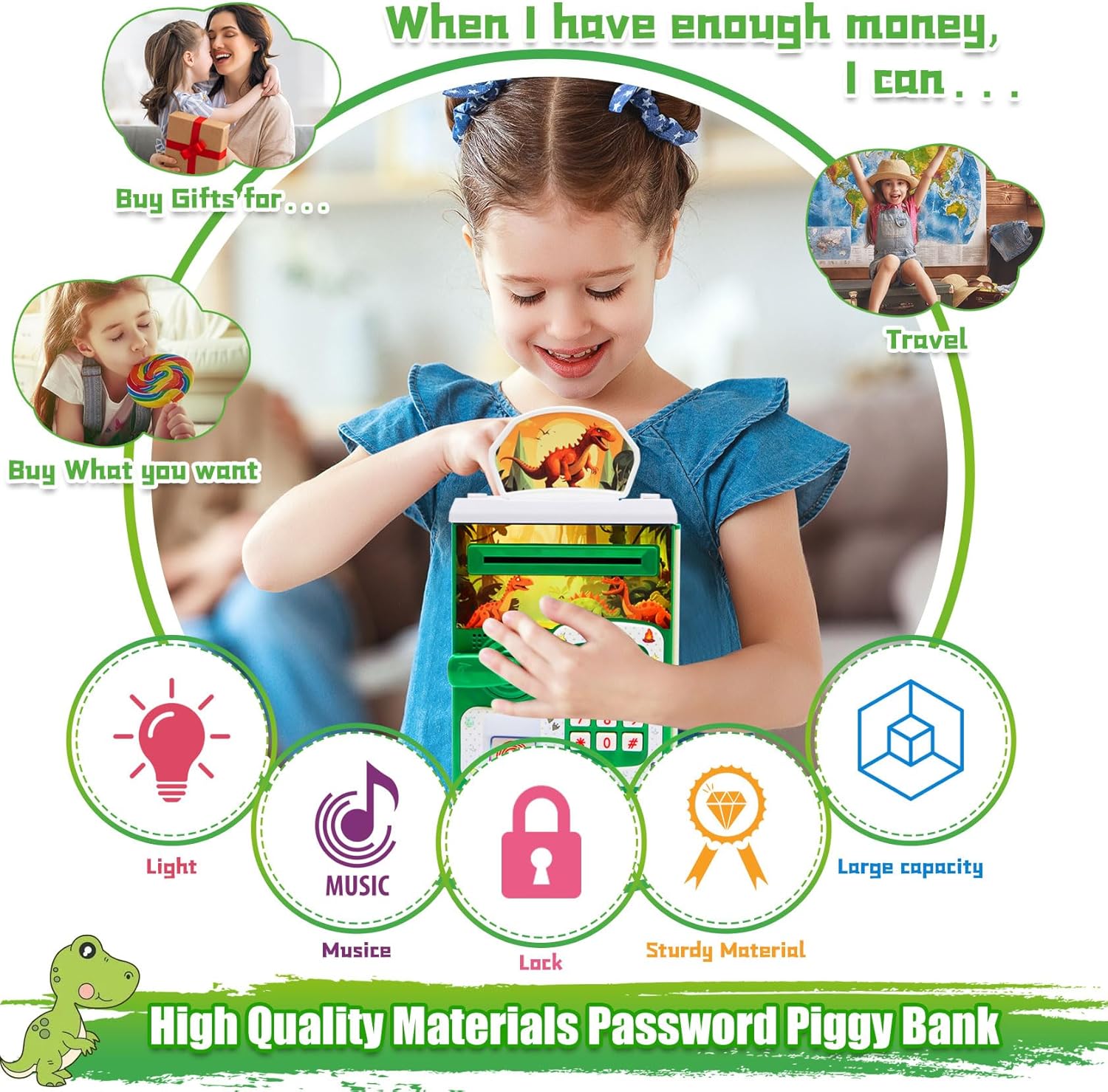 Alcancía Para Niños Cajero De Billete Y Moneda