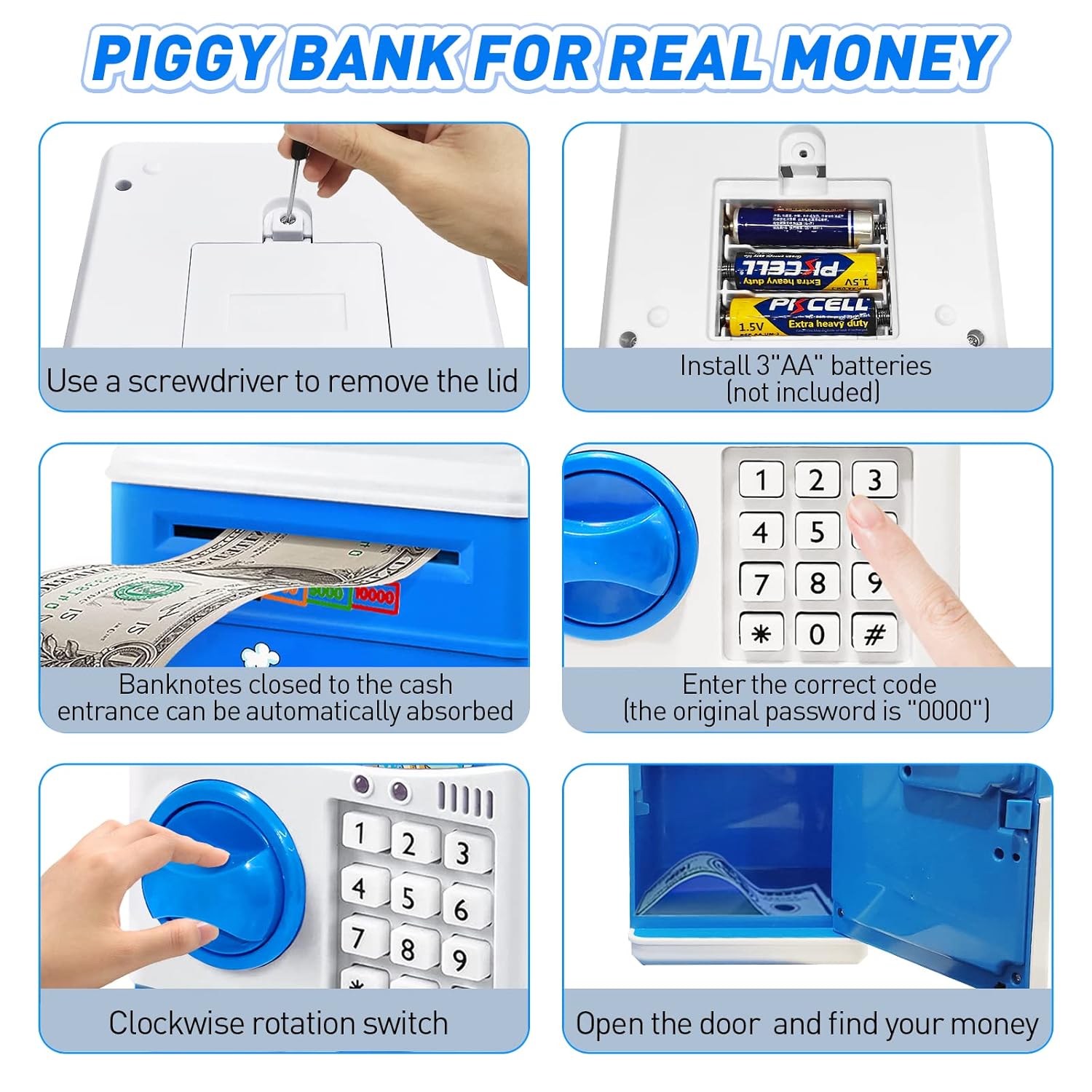 Alcancía Infantil Monedas Y Billetes Contraseña