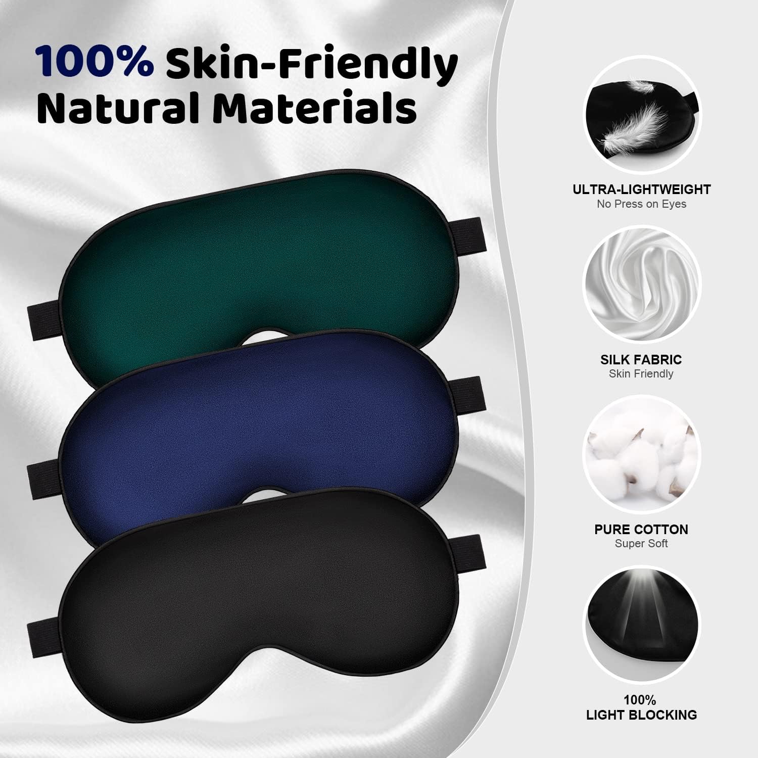 Antifaz De Seda Para Dormir Set X3 unidades