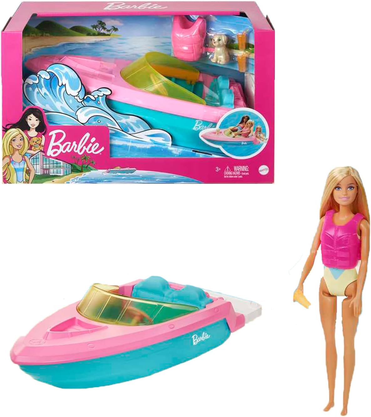 Muñeca Barbie Con Lancha Y Mascota Original