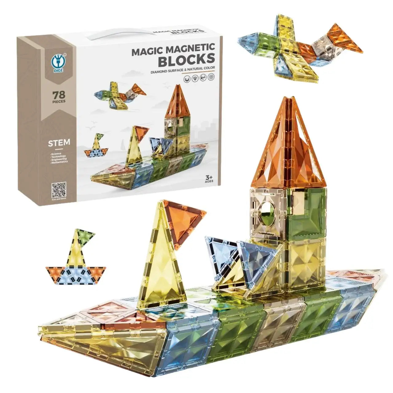 Juego De Bloques Magnéticos 78 Piezas Imantados