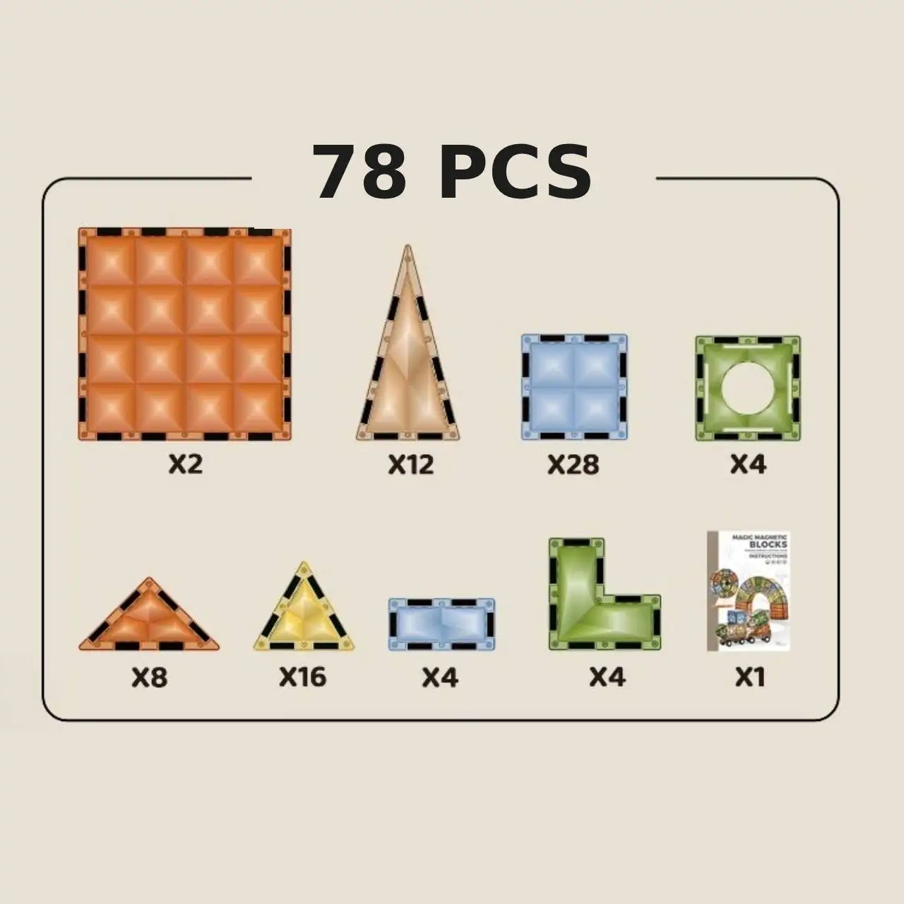 Juego De Bloques Magnéticos 78 Piezas Imantados