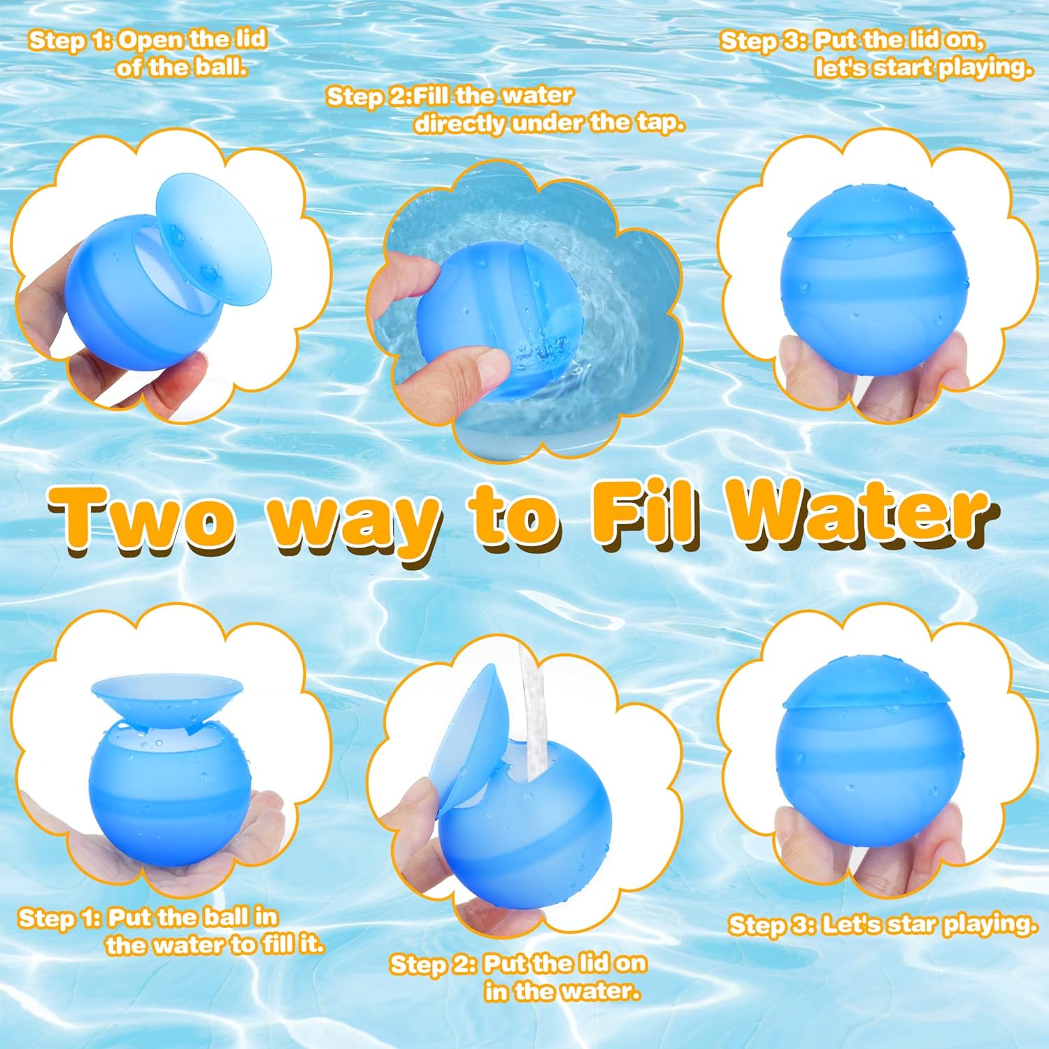 10 Bombas De Agua Reutilizables Silicona Suave