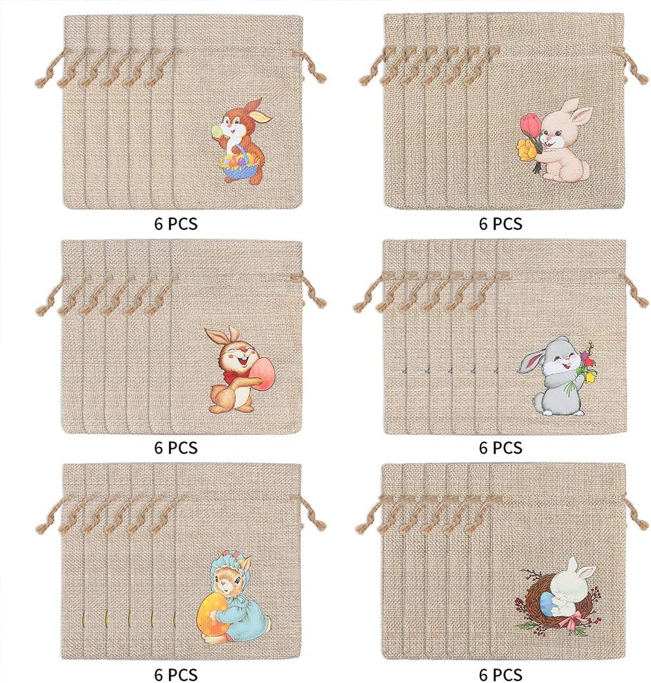 36 Bolsas De Arpillera De Pascua Con Cordón