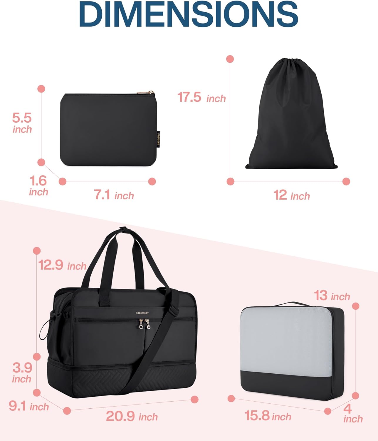 Bolso De Viaje Para Mujer De 40L Con 3 Estuches