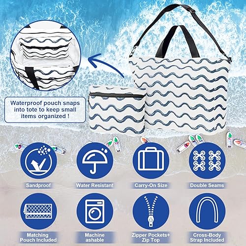 Bolso De Playa + Neceser Impermeable Lona Grande