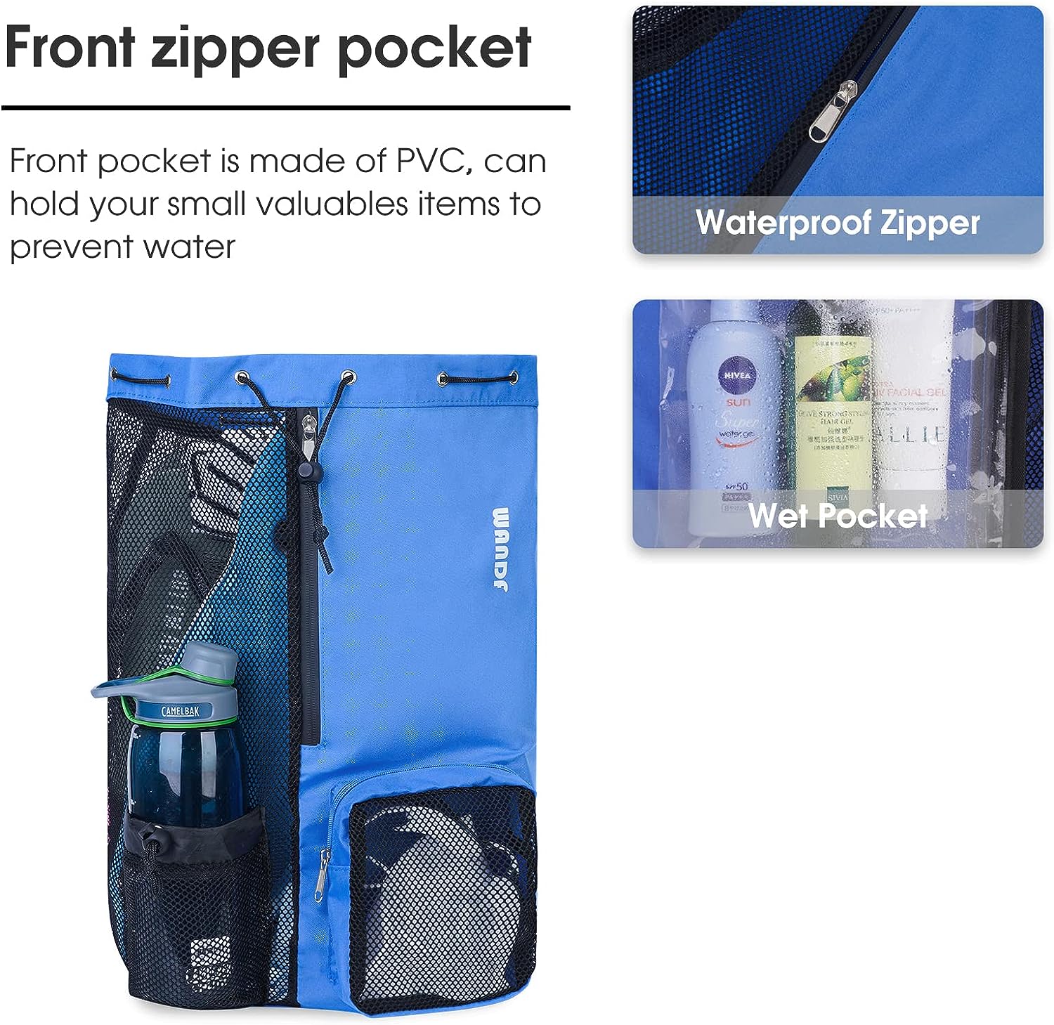 Mochila De Natación Y Playa Con Bolsillo Húmedo