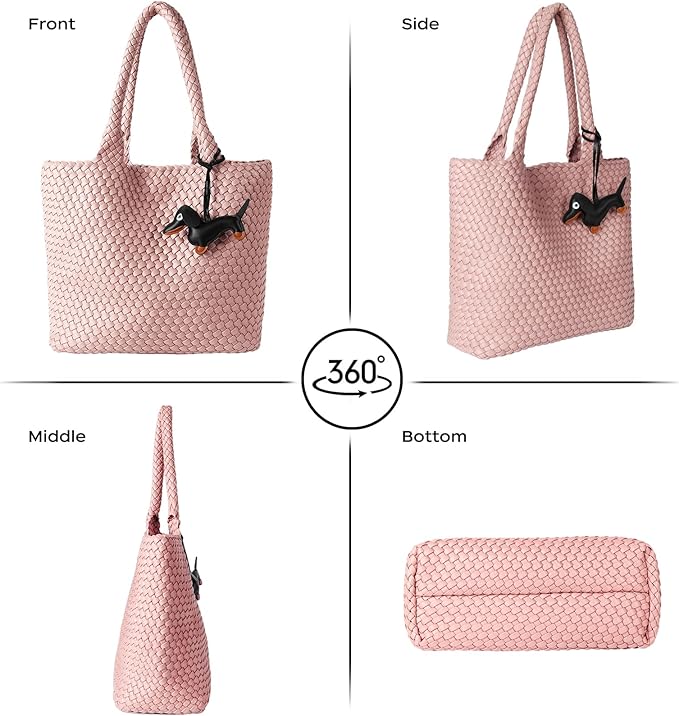 Cartera De Cuero Vegano Tejida A Mano Grande