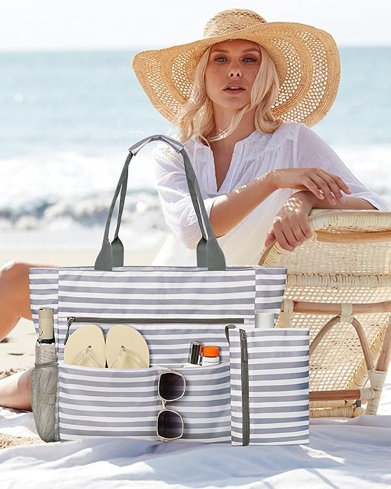 Bolso De Playa y Piscina Impermeable Con Neceser