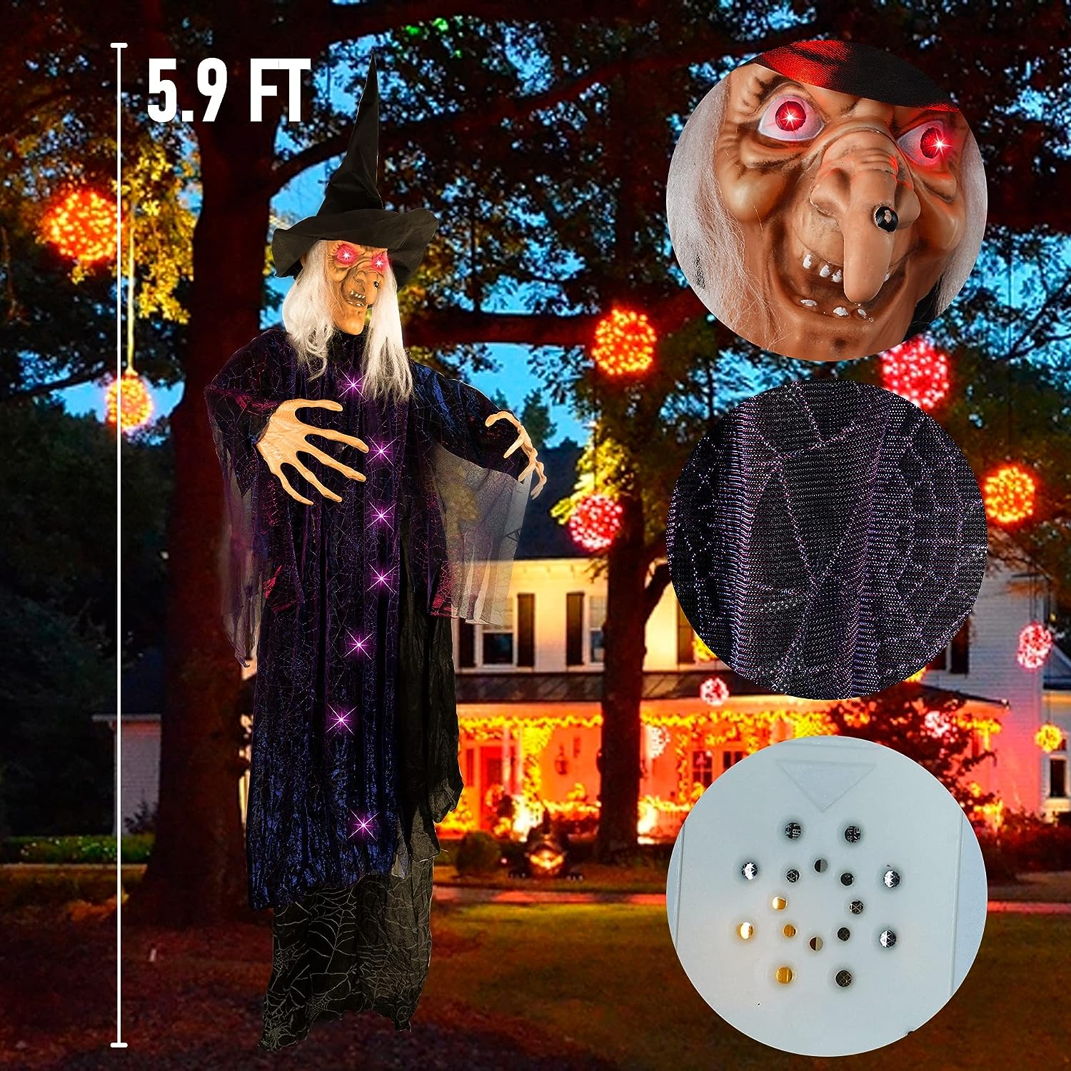 Bruja Colgante 1.8metros Halloween Luz Y Sonido