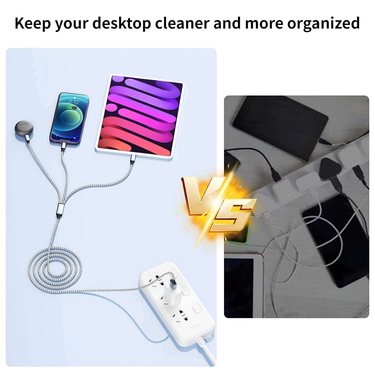 Cables De Carga Múltiple 3 En 1 Nailon Trenzado