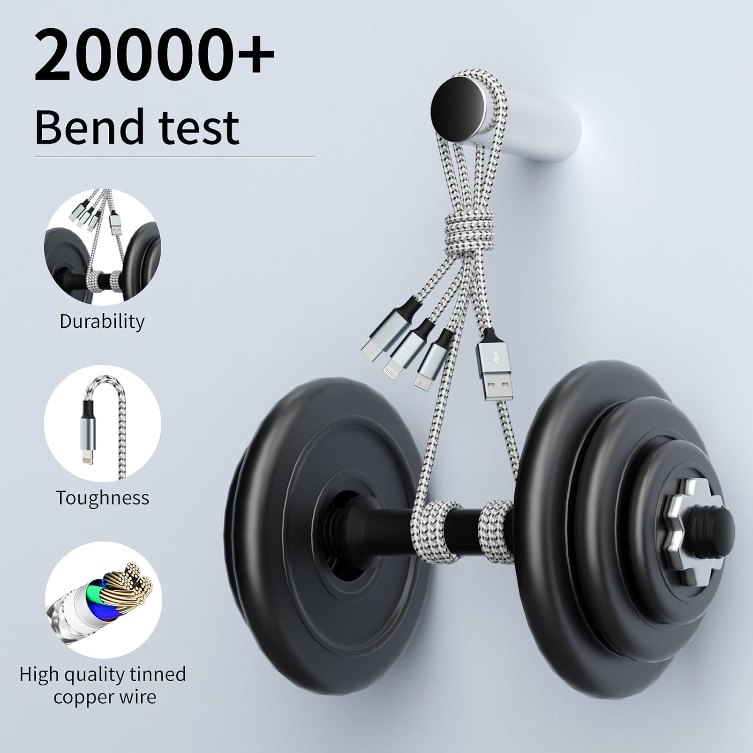 Cables De Carga Múltiple 3 En 1 Nailon Trenzado