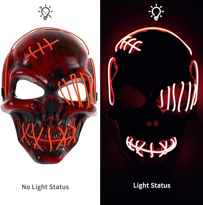 Máscara De Halloween Con Luz Led calavera de Terror