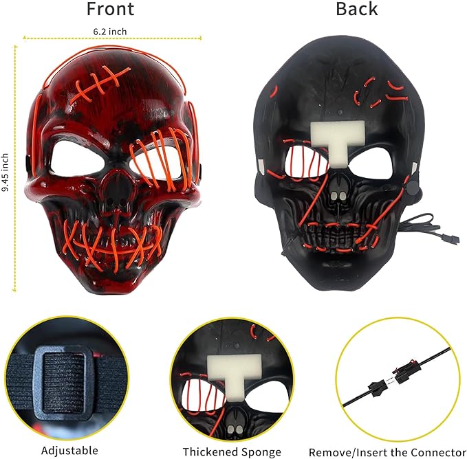 Máscara De Halloween Con Luz Led calavera de Terror