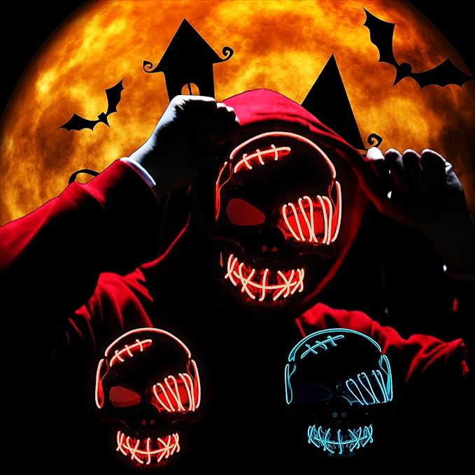 Máscara De Halloween Con Luz Led calavera de Terror