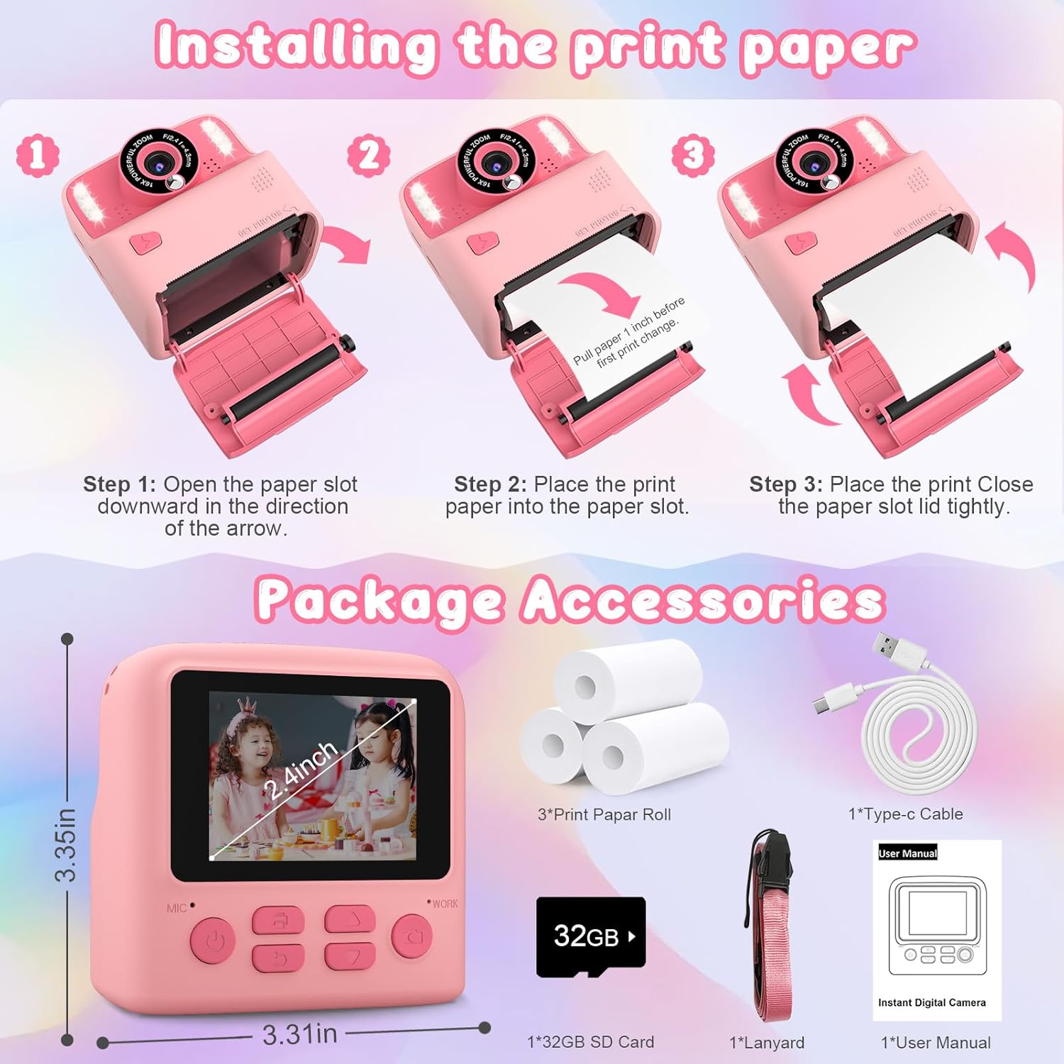 Cámara De Fotos Impresión Instantánea Infantil