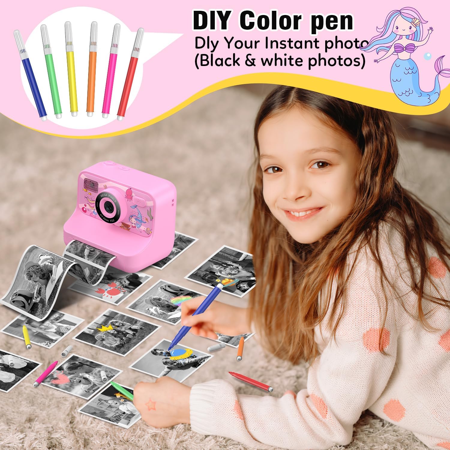 Cámara De Impresión Instantánea infantil Hd