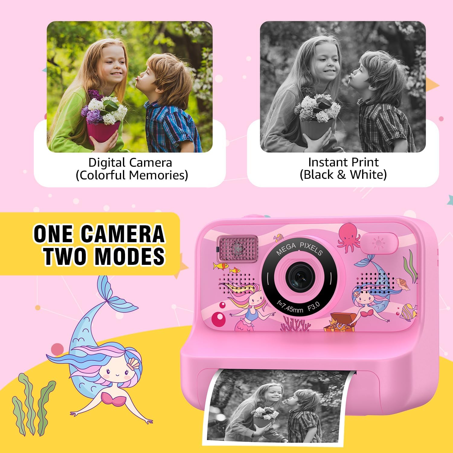 Cámara De Impresión Instantánea infantil Hd