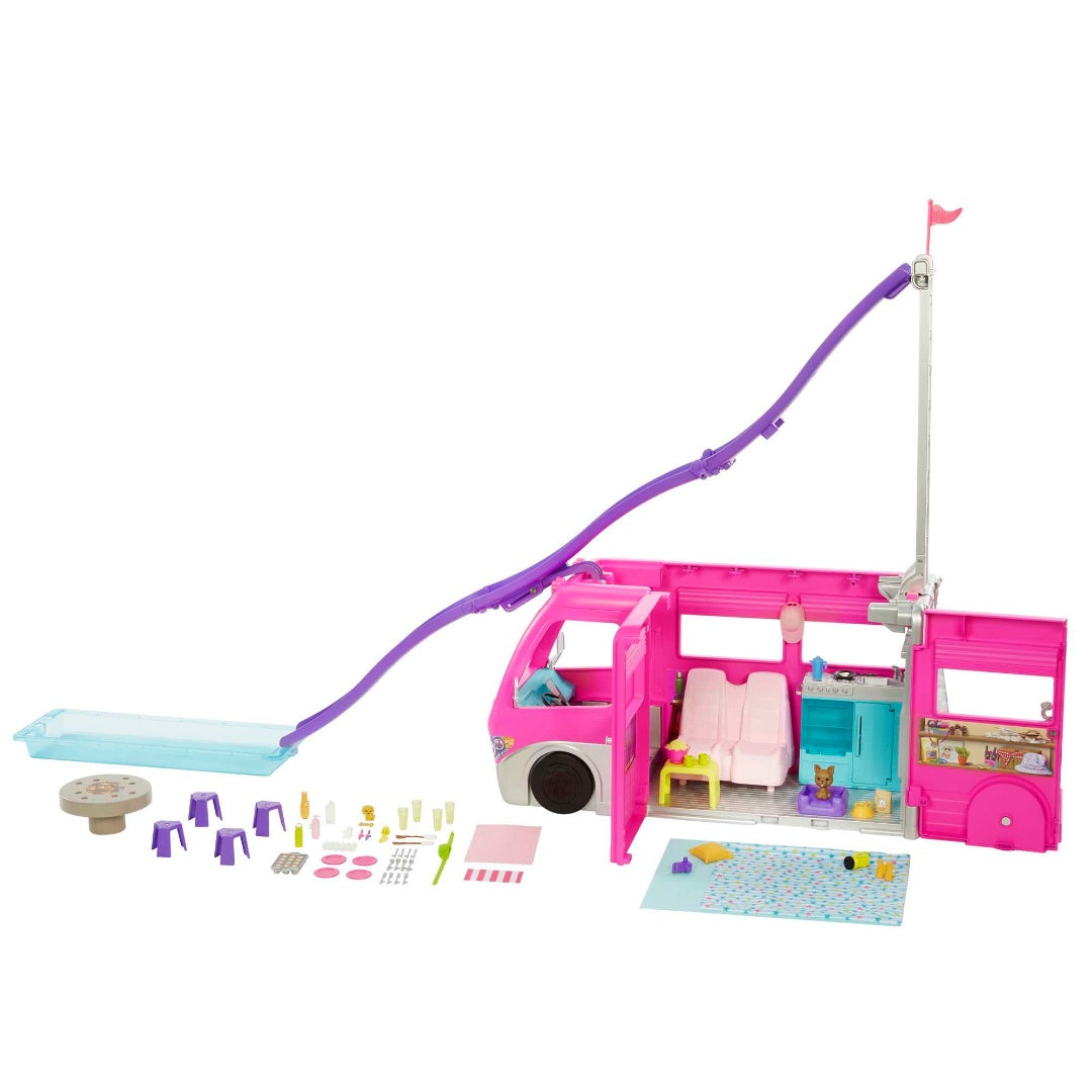 Barbie Camper 3 en 1 Barco Piscina Camion + Accesorios