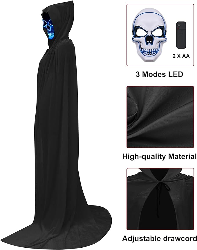 Disfraz De Cosplay Con Máscara De Luz Halloween