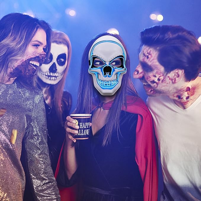 Disfraz De Cosplay Con Máscara De Luz Halloween