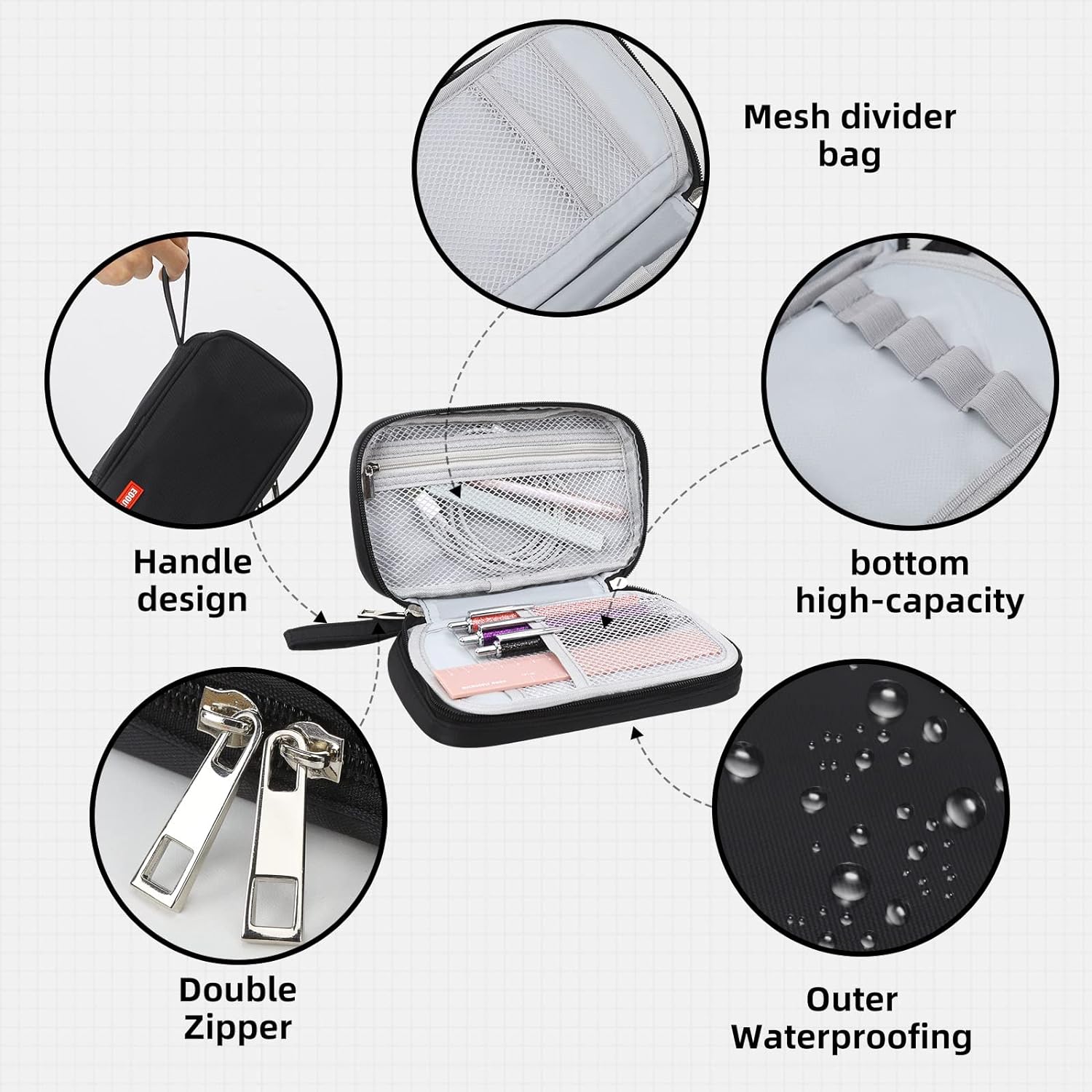 Cartuchera Gran Capacidad E Impermeable Negra