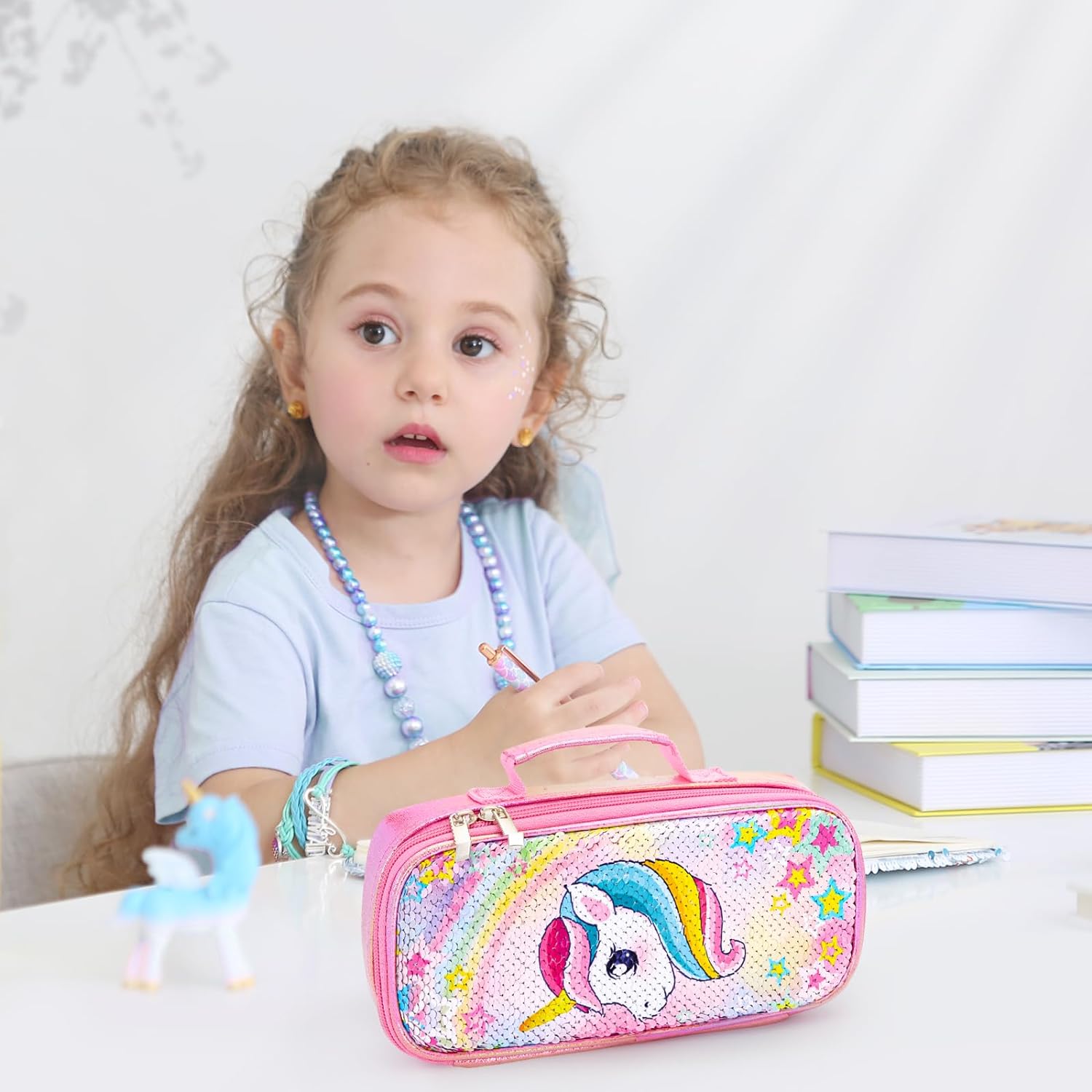 Estuche Para Lápices De Unicornio Lentejuelas