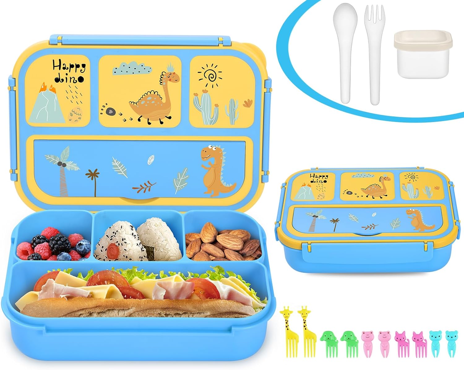 Tupper Infantil Dinosaurios y unicornios 4 compartimientos