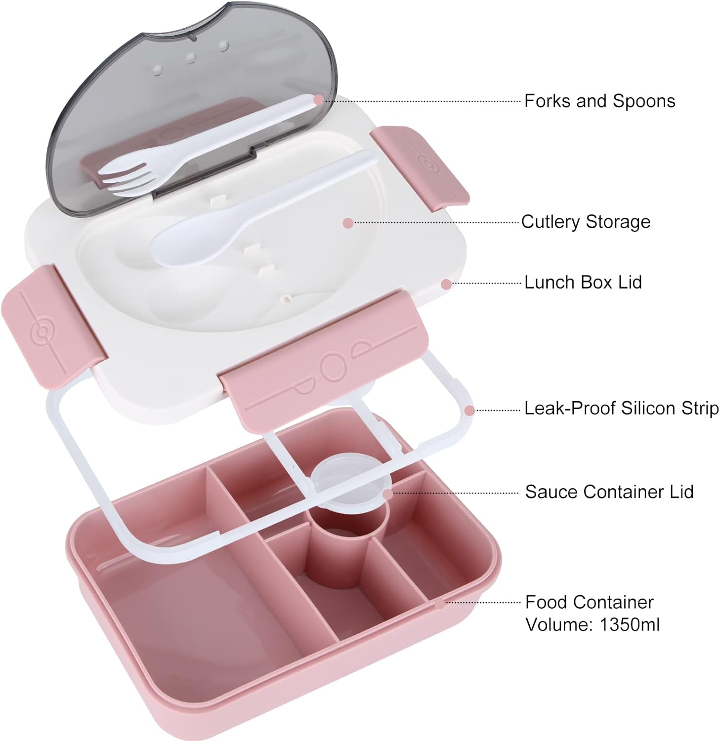 Contenedor 5 Compartimentos A Prueba De Fugas