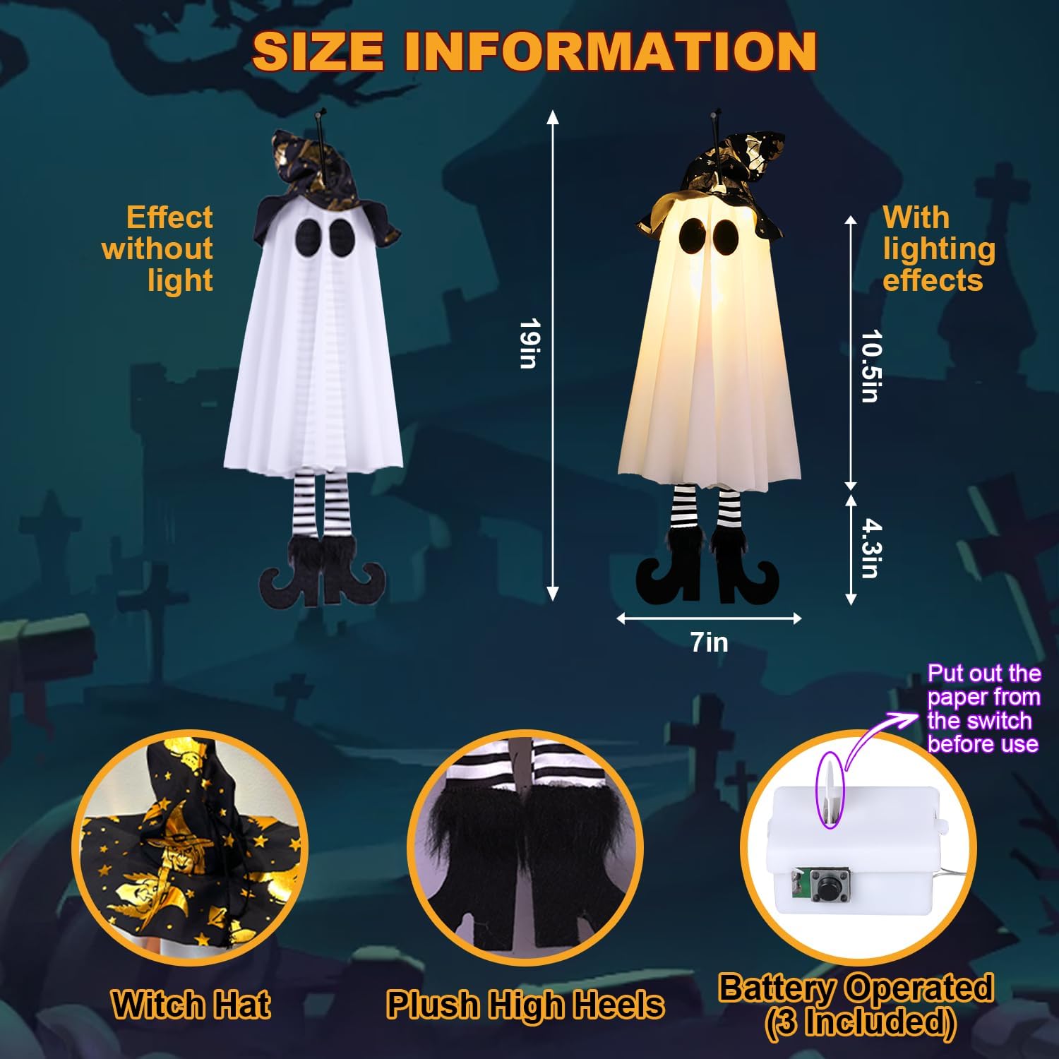 Luces Fantasma Colgantes De Halloween A Pilas