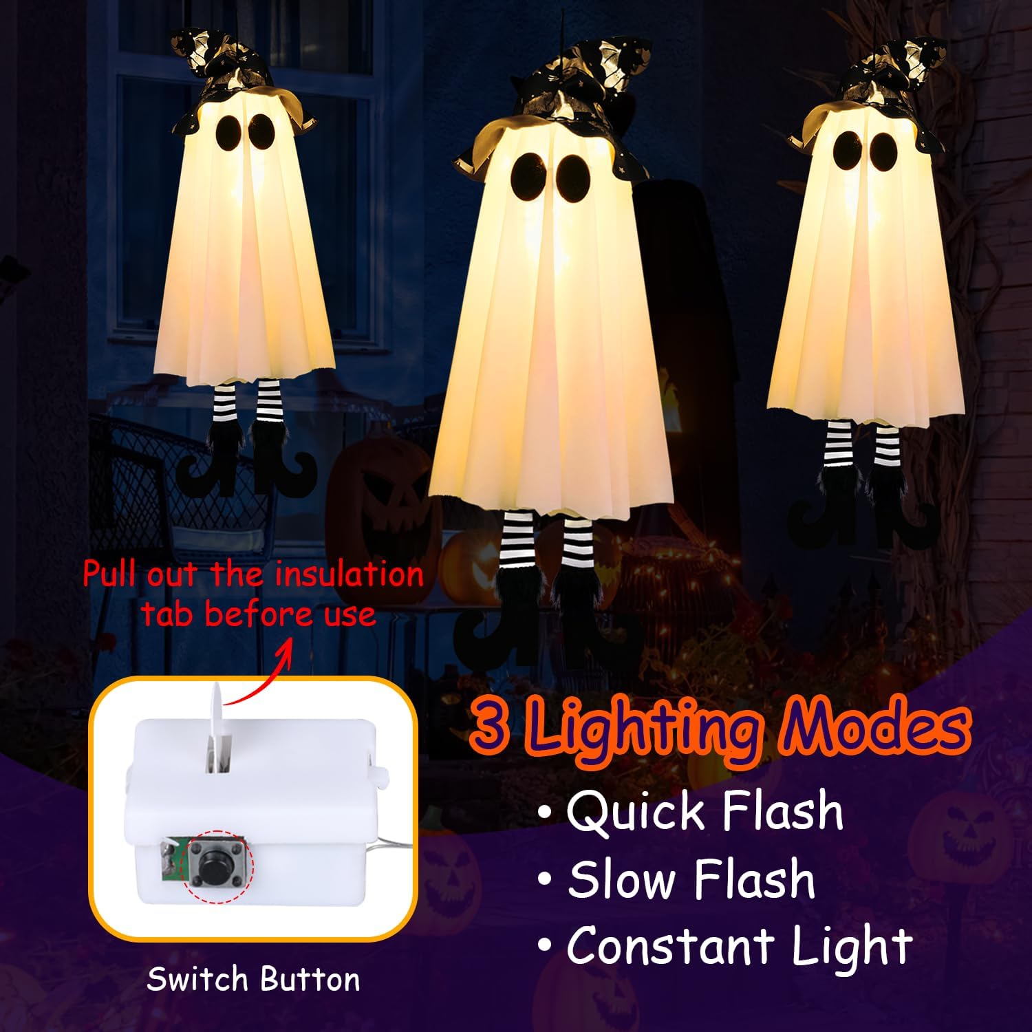 Luces Fantasma Colgantes De Halloween A Pilas