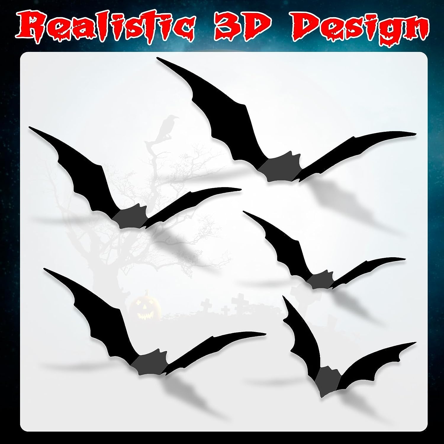 Murcielagos 3d Halloween 72 Unidades en 5 Tamaños pvc