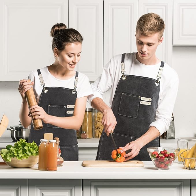Delantal De Lona De Algodón Con Espalda Cruzada