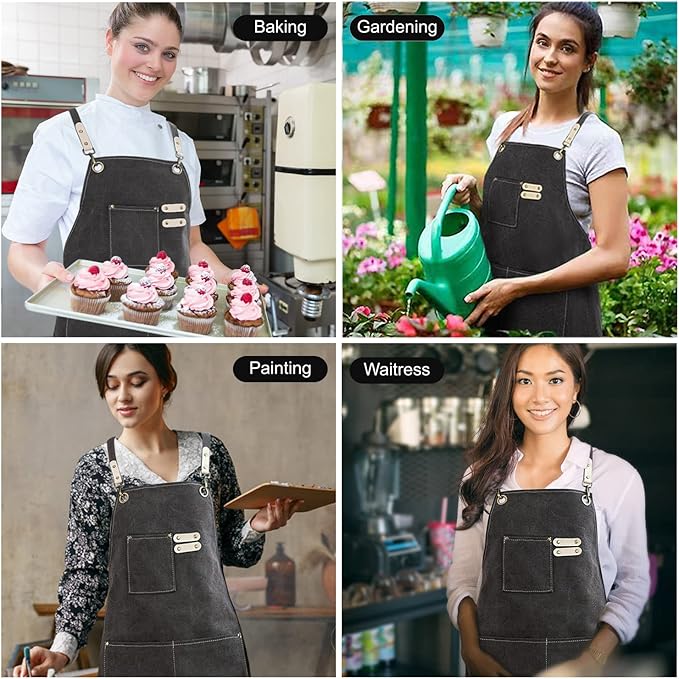 Delantal De Lona De Algodón Con Espalda Cruzada