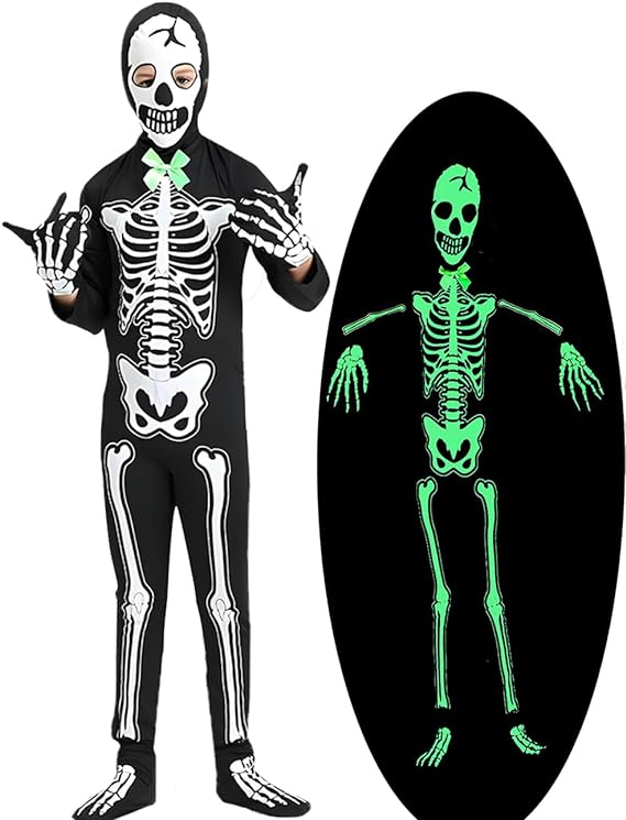 Disfraz Esqueleto Halloween Brilla En la Oscuridad