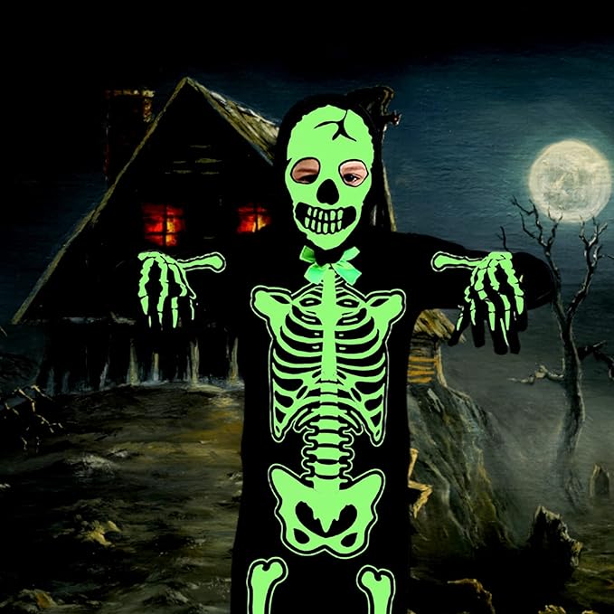 Disfraz Esqueleto Halloween Brilla En la Oscuridad