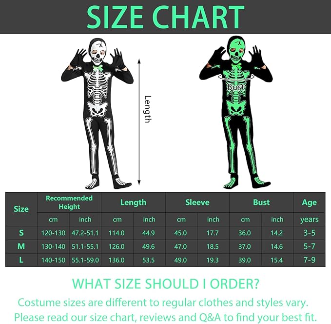 Disfraz Esqueleto Halloween Brilla En la Oscuridad